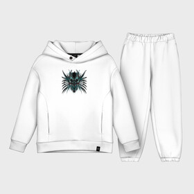 Детский костюм хлопок Oversize с принтом Skull Demon   Череп демонический в городе Новоалтайск,  |  | art | body | bones | dead | drawing | face | graffiti | head | roses | skeleton | skul | skull | ад | арт | голова | граффити | зло | кости | лицо | металл | нарисованный | розы | рок | скелет | скул | скулл | три черепа | тьма
