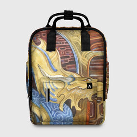 Женский рюкзак 3D с принтом узорчатый дракон в городе Новоалтайск, 100% полиэстер | лямки с регулируемой длиной, сверху ручки, чтобы рюкзак нести как сумку. Основное отделение закрывается на молнию, как и внешний карман. Внутри два дополнительных кармана, один из которых закрывается на молнию. По бокам два дополнительных кармашка, куда поместится маленькая бутылочка
 | дракон | орнамент | узор