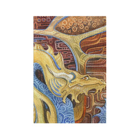 Обложка для паспорта матовая кожа с принтом узорчатый дракон в городе Новоалтайск, натуральная матовая кожа | размер 19,3 х 13,7 см; прозрачные пластиковые крепления | дракон | орнамент | узор