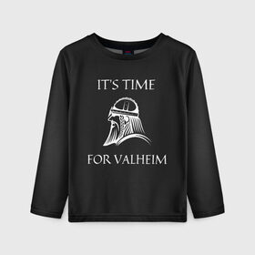 Детский лонгслив 3D с принтом Its time for Valheim в городе Новоалтайск, 100% полиэстер | длинные рукава, круглый вырез горловины, полуприлегающий силуэт
 | elder | loki | odin | the | thor | valheim | биврёст | валхейм | вальхейм | викинги | всеотец | дракар | древний | древо | ётун | йотун | локи | мира | один | тор | фенир | хель | черный лес | эйктюр