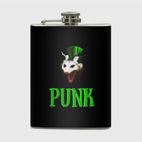 Фляга с принтом punky trashcat в городе Новоалтайск, металлический корпус | емкость 0,22 л, размер 125 х 94 мм. Виниловая наклейка запечатывается полностью | punk. | trashcat | животные | ирокез | опоссум | панк