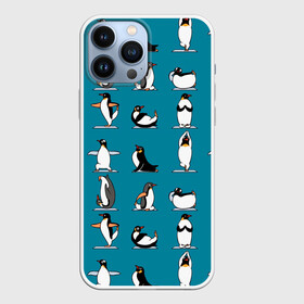 Чехол для iPhone 13 Pro Max с принтом Пингвина на заярдке в городе Новоалтайск,  |  | Тематика изображения на принте: голубая | день валентина | день святого | день святого валентина | зарядка | качки | пингвин | пингвины | прикольная | птица | птицы | физкультура | физра