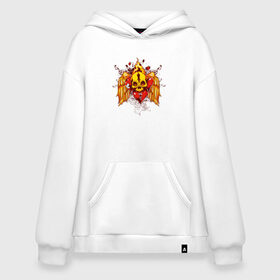 Худи SuperOversize хлопок с принтом Skull Heart в городе Новоалтайск, 70% хлопок, 30% полиэстер, мягкий начес внутри | карман-кенгуру, эластичная резинка на манжетах и по нижней кромке, двухслойный капюшон
 | art | body | bones | dead | drawing | face | graffiti | head | roses | skeleton | skul | skull | ад | арт | голова | граффити | зло | кости | лицо | металл | нарисованный | розы | рок | скелет | скул | скулл | три черепа | тьма