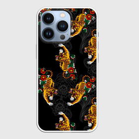 Чехол для iPhone 13 Pro с принтом Японский стиль   тигры в городе Новоалтайск,  |  | арт | животные | облака | огонь | пламя | рисунок | стиль | тигр | японский