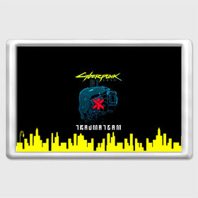 Магнит 45*70 с принтом TRAUMA TEAM Cyberpunk 2077 в городе Новоалтайск, Пластик | Размер: 78*52 мм; Размер печати: 70*45 | Тематика изображения на принте: cyberpunk 2077 | hacker | maelstrom | militech | quadra | samurai | sci fi | technology | trauma team | v | будущее | игра | иероглифы | киану ривз | кибер | киберпанк | киборг | киборги | корпорация | лого | милитек | панк | роботы | самурай | т