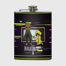 Фляга с принтом Little Nightmares 2 в городе Новоалтайск, металлический корпус | емкость 0,22 л, размер 125 х 94 мм. Виниловая наклейка запечатывается полностью | Тематика изображения на принте: little nightmares | игра | страшилка | страшная игра | ужас | хоррор