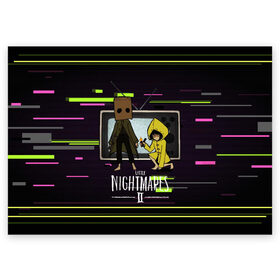 Поздравительная открытка с принтом Little Nightmares 2 в городе Новоалтайск, 100% бумага | плотность бумаги 280 г/м2, матовая, на обратной стороне линовка и место для марки
 | Тематика изображения на принте: little nightmares | игра | страшилка | страшная игра | ужас | хоррор