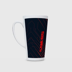 Кружка Латте с принтом CYBERPUNK 2077 (samurai) в городе Новоалтайск, Белая керамика | Объем 480 мл; Высота 150 мм; Диаметр 90 мм | Тематика изображения на принте: cd project red | cyberpunk 2077 | keanu reeves | samurai | киану ривз | киберпанк 2077 | самураи