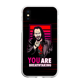 Чехол для iPhone XS Max матовый с принтом YOU ARE BREATHTAKING в городе Новоалтайск, Силикон | Область печати: задняя сторона чехла, без боковых панелей | cyberpunk 2077 | hacker | maelstrom | militech | quadra | samurai | sci fi | technology | trauma team | v | будущее | игра | иероглифы | киану ривз | кибер | киберпанк | киборг | киборги | корпорация | лого | милитек | панк | роботы | самурай | т