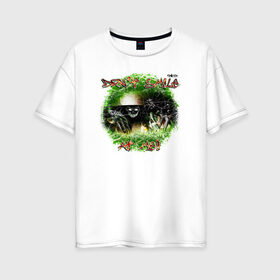 Женская футболка хлопок Oversize с принтом dont smile at me в городе Новоалтайск, 100% хлопок | свободный крой, круглый ворот, спущенный рукав, длина до линии бедер
 | монстр | принт | страшилки | ужастик | футболка | хэллоуин