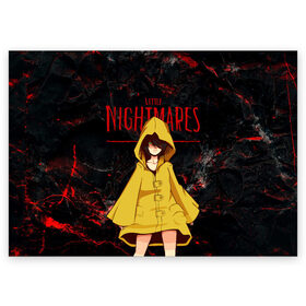 Поздравительная открытка с принтом Little Nightmares 2 в городе Новоалтайск, 100% бумага | плотность бумаги 280 г/м2, матовая, на обратной стороне линовка и место для марки
 | Тематика изображения на принте: little nightmares | игра | страшилка | страшная игра | ужас | хоррор