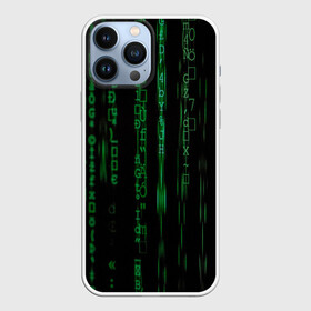 Чехол для iPhone 13 Pro Max с принтом Матрица букв и чисел в городе Новоалтайск,  |  | green | движение букв и цифр | киберпространство | матрица | много букв и чисел