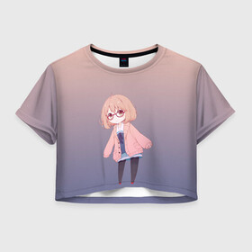 Женская футболка Crop-top 3D с принтом неуклюжая практикантка в городе Новоалтайск, 100% полиэстер | круглая горловина, длина футболки до линии талии, рукава с отворотами | аниме | анимешная | блузка | девочка | кавай | колготки | кофта | малышка | мило | неуклюжая | низкая | няша | офис | очки | практика | практикантка | рисунок | русые волосы | студентка | форма | чиби | юбка