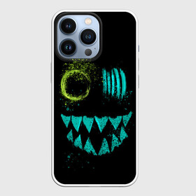 Чехол для iPhone 13 Pro с принтом Неоновый Монстр в городе Новоалтайск,  |  | crazy | dark | darkness | monster | neon | демон | злая | злой | зубастый | зубы | минимализм | монстр | неон | неоновый | смайл | смайлик | улыбка