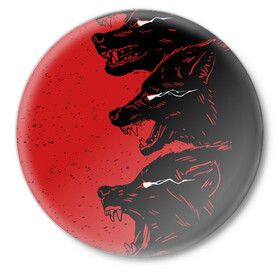 Значок с принтом Evil Wolves в городе Новоалтайск,  металл | круглая форма, металлическая застежка в виде булавки | Тематика изображения на принте: animal | beast | dark | darkness | evil | moon | nigth | werwolf | wild | wolf | вервольф | вой | волк | волчара | дикий | животное | зверь | клык | клыки | луна | ночь | оборотень | полнолуние