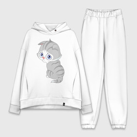 Женский костюм хлопок Oversize с принтом Обиженный грустный котик в городе Новоалтайск,  |  | грустный | досада | животные | зверушка | кот | котик | кошак | кошка | мультяшный | обиженный | печальный | рисунок | чуть не плачет | эмоции
