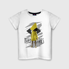 Детская футболка хлопок с принтом Little Nightmares в городе Новоалтайск, 100% хлопок | круглый вырез горловины, полуприлегающий силуэт, длина до линии бедер | game | little nightmares | девочка | желтый плащ | игры | парные футболки