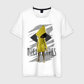 Мужская футболка хлопок с принтом Little Nightmares в городе Новоалтайск, 100% хлопок | прямой крой, круглый вырез горловины, длина до линии бедер, слегка спущенное плечо. | game | little nightmares | девочка | желтый плащ | игры | парные футболки