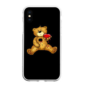 Чехол для iPhone XS Max матовый с принтом Мишка Влюбился в городе Новоалтайск, Силикон | Область печати: задняя сторона чехла, без боковых панелей | 14 февраля | 8 марта | i love you | love is | валентин | день святого | животные | игрушка | любовь | мишка | надпись | наука | отпечатки | парные | поцелуй | сердце | текст | химия | я тебя люблю