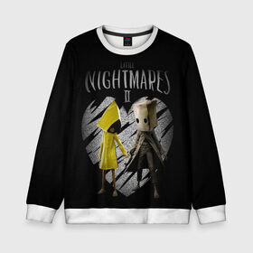 Детский свитшот 3D с принтом Little Nightmares II love в городе Новоалтайск, 100% полиэстер | свободная посадка, прямой крой, мягкая тканевая резинка на рукавах и понизу свитшота | black | game | little nightmares 2 | love | девочка и мальчик | любовь | пара | сердце | черный