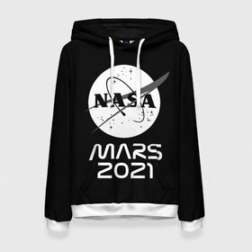 Женская толстовка 3D с принтом NASA Perseverance в городе Новоалтайск, 100% полиэстер  | двухслойный капюшон со шнурком для регулировки, мягкие манжеты на рукавах и по низу толстовки, спереди карман-кенгуру с мягким внутренним слоем. | 2020 | 2021 | 21б | elon | mars | musk | nasa | perseverance | space | spacex | илон | космос | марс | марсоход | маск | наса | настойчивый