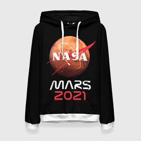 Женская толстовка 3D с принтом NASA Perseverance в городе Новоалтайск, 100% полиэстер  | двухслойный капюшон со шнурком для регулировки, мягкие манжеты на рукавах и по низу толстовки, спереди карман-кенгуру с мягким внутренним слоем. | 2020 | 2021 | 21б | elon | mars | musk | nasa | perseverance | space | spacex | илон | космос | марс | марсоход | маск | наса | настойчивый