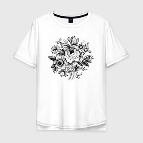 Мужская футболка хлопок Oversize с принтом Flowers в городе Новоалтайск, 100% хлопок | свободный крой, круглый ворот, “спинка” длиннее передней части | flo | flowers | растения | флористика | цветение | цветы