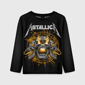 Детский лонгслив 3D с принтом Metallica в городе Новоалтайск, 100% полиэстер | длинные рукава, круглый вырез горловины, полуприлегающий силуэт
 | heavy metal | metal | metallica | группы | метал | металлика | музыка | рок | трэш метал | хєви метал