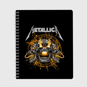 Тетрадь с принтом Metallica в городе Новоалтайск, 100% бумага | 48 листов, плотность листов — 60 г/м2, плотность картонной обложки — 250 г/м2. Листы скреплены сбоку удобной пружинной спиралью. Уголки страниц и обложки скругленные. Цвет линий — светло-серый
 | Тематика изображения на принте: heavy metal | metal | metallica | группы | метал | металлика | музыка | рок | трэш метал | хєви метал
