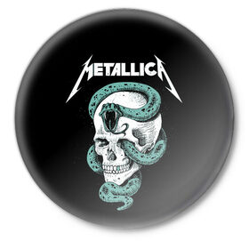 Значок с принтом Metallica в городе Новоалтайск,  металл | круглая форма, металлическая застежка в виде булавки | Тематика изображения на принте: heavy metal | metal | metallica | группы | метал | металлика | музыка | рок | трэш метал | хєви метал