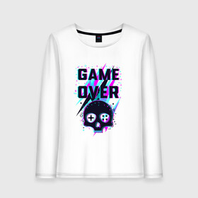 Женский лонгслив хлопок с принтом Game Over в городе Новоалтайск, 100% хлопок |  | видео игра | джойстик.игра окончена | играть вектор | игровая консоль | игровой логотип | мода | произведение искусства