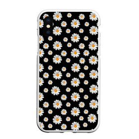 Чехол для iPhone XS Max матовый с принтом Ромашки на чёрном в городе Новоалтайск, Силикон | Область печати: задняя сторона чехла, без боковых панелей | Тематика изображения на принте: бабочки | лето | природа | рома | ромашка | ромашки | цветочки | цветы