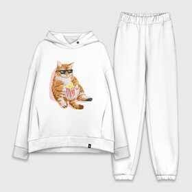 Женский костюм хлопок Oversize с принтом Ленивый кот в городе Новоалтайск,  |  | корн | кот | ленивый | очки | поп | попкорн | хипстер
