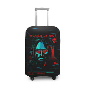 Чехол для чемодана 3D с принтом WHERES JOHNNY? SAMURAI в городе Новоалтайск, 86% полиэфир, 14% спандекс | двустороннее нанесение принта, прорези для ручек и колес | cyberpunk 2077 | hacker | maelstrom | militech | quadra | samurai | sci fi | technology | trauma team | v | будущее | игра | иероглифы | киану ривз | кибер | киберпанк | киборг | киборги | корпорация | лого | милитек | панк | роботы | самурай | т