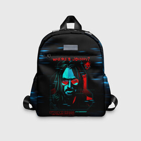 Детский рюкзак 3D с принтом WHERES JOHNNY SAMURAI в городе Новоалтайск, 100% полиэстер | лямки с регулируемой длиной, сверху петелька, чтобы рюкзак можно было повесить на вешалку. Основное отделение закрывается на молнию, как и внешний карман. Внутри дополнительный карман. По бокам два дополнительных кармашка | cyberpunk 2077 | hacker | maelstrom | militech | quadra | samurai | sci fi | technology | trauma team | v | будущее | игра | иероглифы | киану ривз | кибер | киберпанк | киборг | киборги | корпорация | лого | милитек | панк | роботы | самурай | т