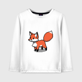 Детский лонгслив хлопок с принтом Minecraft Pixel art fox в городе Новоалтайск, 100% хлопок | круглый вырез горловины, полуприлегающий силуэт, длина до линии бедер | Тематика изображения на принте: art | fox | minecraft | pixel | квадратики | лис | лиса | лисенок | лисичка | майнкрафт | пиксели | пиксель