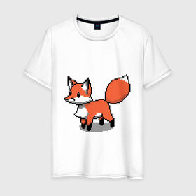 Мужская футболка хлопок с принтом Minecraft Pixel art fox в городе Новоалтайск, 100% хлопок | прямой крой, круглый вырез горловины, длина до линии бедер, слегка спущенное плечо. | art | fox | minecraft | pixel | квадратики | лис | лиса | лисенок | лисичка | майнкрафт | пиксели | пиксель
