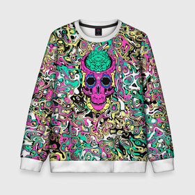 Детский свитшот 3D с принтом Череп в городе Новоалтайск, 100% полиэстер | свободная посадка, прямой крой, мягкая тканевая резинка на рукавах и понизу свитшота | skull.абстракция | краска | разводы | текстура | череп