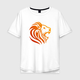 Мужская футболка хлопок Oversize с принтом HEAD LION в городе Новоалтайск, 100% хлопок | свободный крой, круглый ворот, “спинка” длиннее передней части | animal | beast | cat | cute | fluffy | hunter | lion | lion cub | lion king | mane | predator | red | tail | yellow | большая кошка | грива | животное | зверь | король лев | кот | лев | лёвушка | львенок | милый | муфаса | охотник | пушистый 