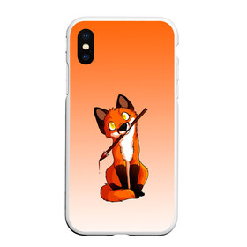 Чехол для iPhone XS Max матовый лисенок с кисточкой художник: в городе Новоалтайск, Силикон | Область печати: задняя сторона чехла, без боковых панелей | арт | живопись | зверек | кисточка | кисть | лис | лиса | лисненок | рисует | рисунок | фенек | художник | щенок