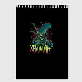 Скетчбук с принтом XENOMORPH в городе Новоалтайск, 100% бумага
 | 48 листов, плотность листов — 100 г/м2, плотность картонной обложки — 250 г/м2. Листы скреплены сверху удобной пружинной спиралью | 426 | alien | black | horror | predator | print | space | ufo | инопланитянин | космос | нло | принт | ужасы | хищник | черная | чужие | чужой
