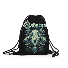 Рюкзак-мешок 3D с принтом Sabaton в городе Новоалтайск, 100% полиэстер | плотность ткани — 200 г/м2, размер — 35 х 45 см; лямки — толстые шнурки, застежка на шнуровке, без карманов и подкладки | Тематика изображения на принте: heavy metal | sabaton | группы | метал | музыка | сабатон | хэви метал