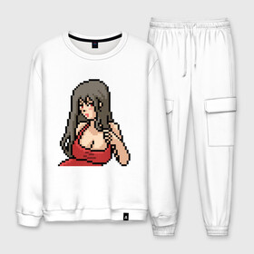 Мужской костюм хлопок с принтом Pixel art anime в городе Новоалтайск, 100% хлопок | на свитшоте круглая горловина, мягкая резинка по низу. Брюки заужены к низу, на них два вида карманов: два “обычных” по бокам и два объемных, с клапанами, расположенные ниже линии бедра. Брюки с мягкой трикотажной резинкой на поясе и по низу штанин. В поясе для дополнительного комфорта — широкие завязки | anime | art | girl | manga | pixel | аниме | арт | девушка | манга | пиксель