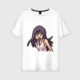 Женская футболка хлопок Oversize с принтом Pixel art anime в городе Новоалтайск, 100% хлопок | свободный крой, круглый ворот, спущенный рукав, длина до линии бедер
 | anime | art | girl | manga | pixel | аниме | арт | девушка | манга | пиксель