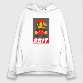 Женское худи Oversize хлопок с принтом 8 bit в городе Новоалтайск, френч-терри — 70% хлопок, 30% полиэстер. Мягкий теплый начес внутри —100% хлопок | боковые карманы, эластичные манжеты и нижняя кромка, капюшон на магнитной кнопке | 8 бит | mario | денди | игра | марио | олд | персонаж | ретро | сега