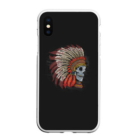 Чехол для iPhone XS Max матовый с принтом Череп Индейца в городе Новоалтайск, Силикон | Область печати: задняя сторона чехла, без боковых панелей | америка | индеец | племя | череп | черный