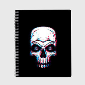 Тетрадь с принтом Glitch Skull в городе Новоалтайск, 100% бумага | 48 листов, плотность листов — 60 г/м2, плотность картонной обложки — 250 г/м2. Листы скреплены сбоку удобной пружинной спиралью. Уголки страниц и обложки скругленные. Цвет линий — светло-серый
 | art | dead | death | ghost | glitch | neon | skeleton | skull | skulls | арт | глитч | глич | неон | призрак | скелет | череп | черепа