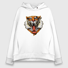 Женское худи Oversize хлопок с принтом Tiger Face в городе Новоалтайск, френч-терри — 70% хлопок, 30% полиэстер. Мягкий теплый начес внутри —100% хлопок | боковые карманы, эластичные манжеты и нижняя кромка, капюшон на магнитной кнопке | animal | beast | cat | cute | fluffy | hunter | lion | lion cub | lion king | mane | predator | red | tail | tiger | yellow | большая кошка | голова тигра | грива | животное | зверь | король лев | кот | милый | охотник | пушистый | тигр | тиг