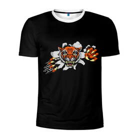 Мужская футболка 3D спортивная с принтом TIGER ART в городе Новоалтайск, 100% полиэстер с улучшенными характеристиками | приталенный силуэт, круглая горловина, широкие плечи, сужается к линии бедра | Тематика изображения на принте: animal | beast | cat | cute | fluffy | hunter | lion | lion cub | lion king | mane | predator | red | tail | tiger | yellow | большая кошка | голова тигра | грива | животное | зверь | король лев | кот | милый | охотник | пушистый | тигр | тиг