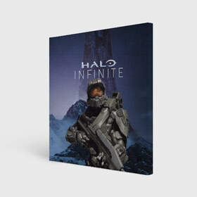 Холст квадратный с принтом Halo Infinite в городе Новоалтайск, 100% ПВХ |  | Тематика изображения на принте: 343 industries | мастер чиф | мъёльнир | ореол | спартанец